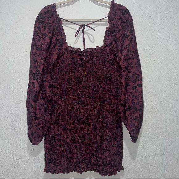 Free People womens Floral-print Smock It to Me Balloon-sleeve Mini Dress Large - Picture 3 of 6